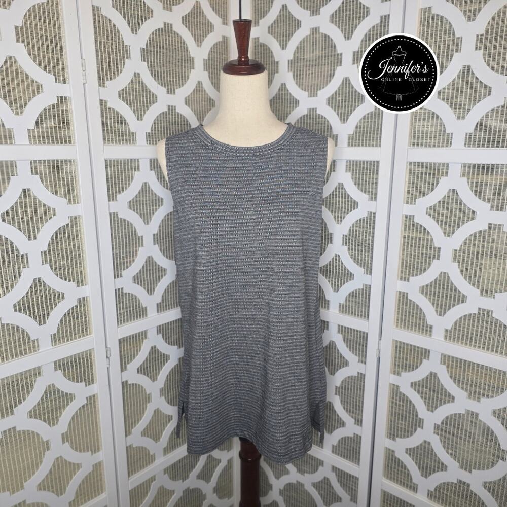 Athletic Works Athleisure Striped Sleeveless Crew Neck Tunic Tank Size XL 16-18